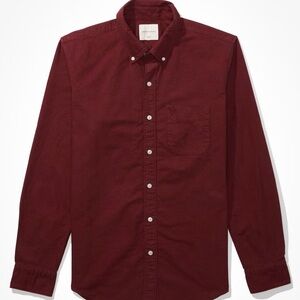 American Eagle Men's Soft Flannel Shirt Burgundy